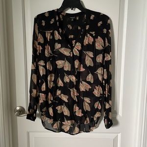Lucky Brand, Black Sheer Floral Blouse